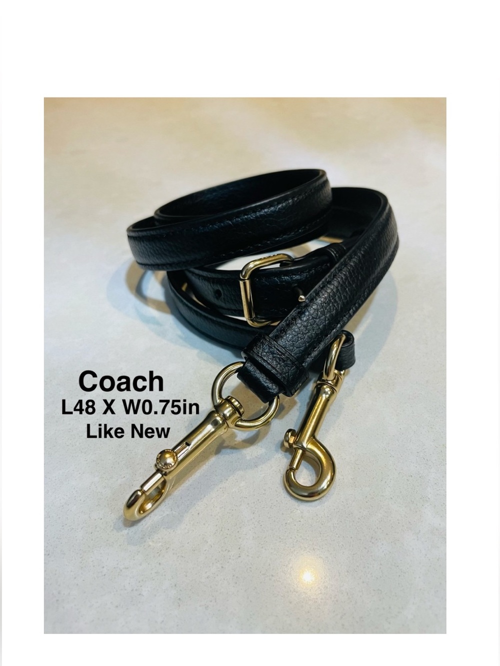 Coach leather purse replacement strap black gold tone hardware L48.5’⭐️⭐️⭐️